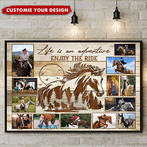 Horse Rider Photo Collage Canvas, Gift For Equestrians, Horse Gift, Personalize Gift for Horse Rider