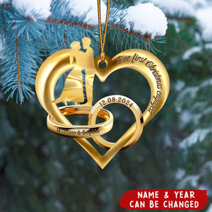 Custom Personalized Rings Of Love Acrylic Ornament - Gift Idea For Couple