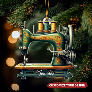 Custom Name Sewing Machine Christmas - Personalized Acrylic Ornament