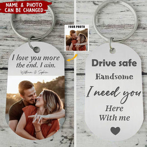 Custom Personalized Couple Keychain - Gift Idea For Couple/ Him/ Her/ Valentine's Day - I Love You More The End I Win