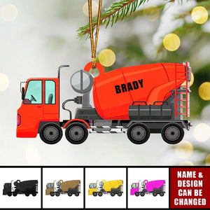 Personalized Concrete Cement Mixer Truck Ornament, Concrete Mixing Transport Truck Custom Christmas Ornament, Gift For Friends