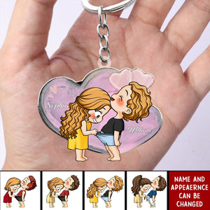 Cute Couple - Gift For Husband Wife, Anniversary - Personalized Acrylic Keychain