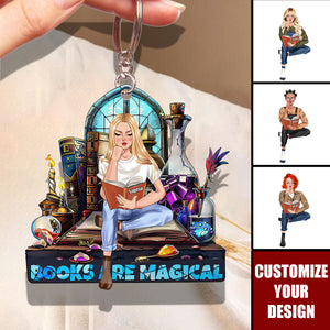 Reading Book Magical - Personalized Acrylic Keychain, Gift For Book Lover