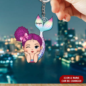 Lovely Mermaid Doll Personalized Acrylic Keychain, Gift For Daughter Granddaughter