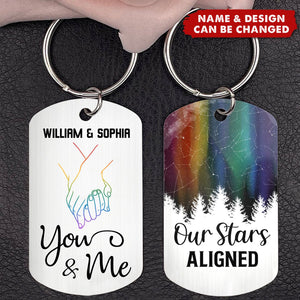 Star Map Our Stars Aligned Pride Couple - Personalized Stainless Steel Keychain