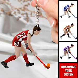 Custom Field Hockey Keychain, Gift For Hockey Lovers