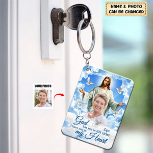 God Has You In His Arms Sky Memorial Sympathy Gift - Personalized Photo Acrylic Keychain