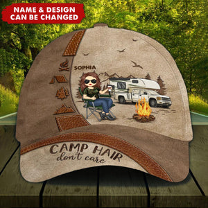 Camp Hair Don't Care - Camping Personalized Custom Hat, All Over Print Classic Cap - Gift For Camping Lovers