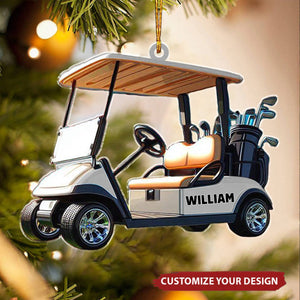 Golfing Cart Xmas Ornament - Personalized Acrylic Ornament, Gift For Golf Lover