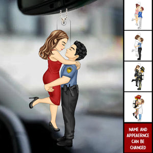 Kissing Couple - Loving, Anniversary Gift For Spouse, Husband, Wife - Personalized Acrylic Car Ornament