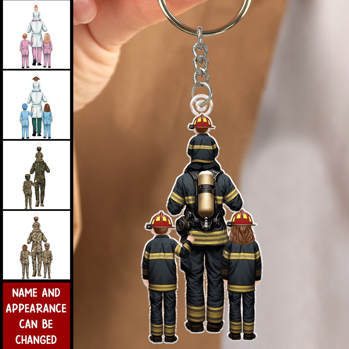 Personalized Acrylic Keychain - Family Gift - Firefighter, Nurse, Police Officer, Teacher