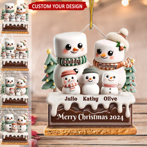 Marshmallow Lovely Family - Personalized Acrylic Christmas Ornament