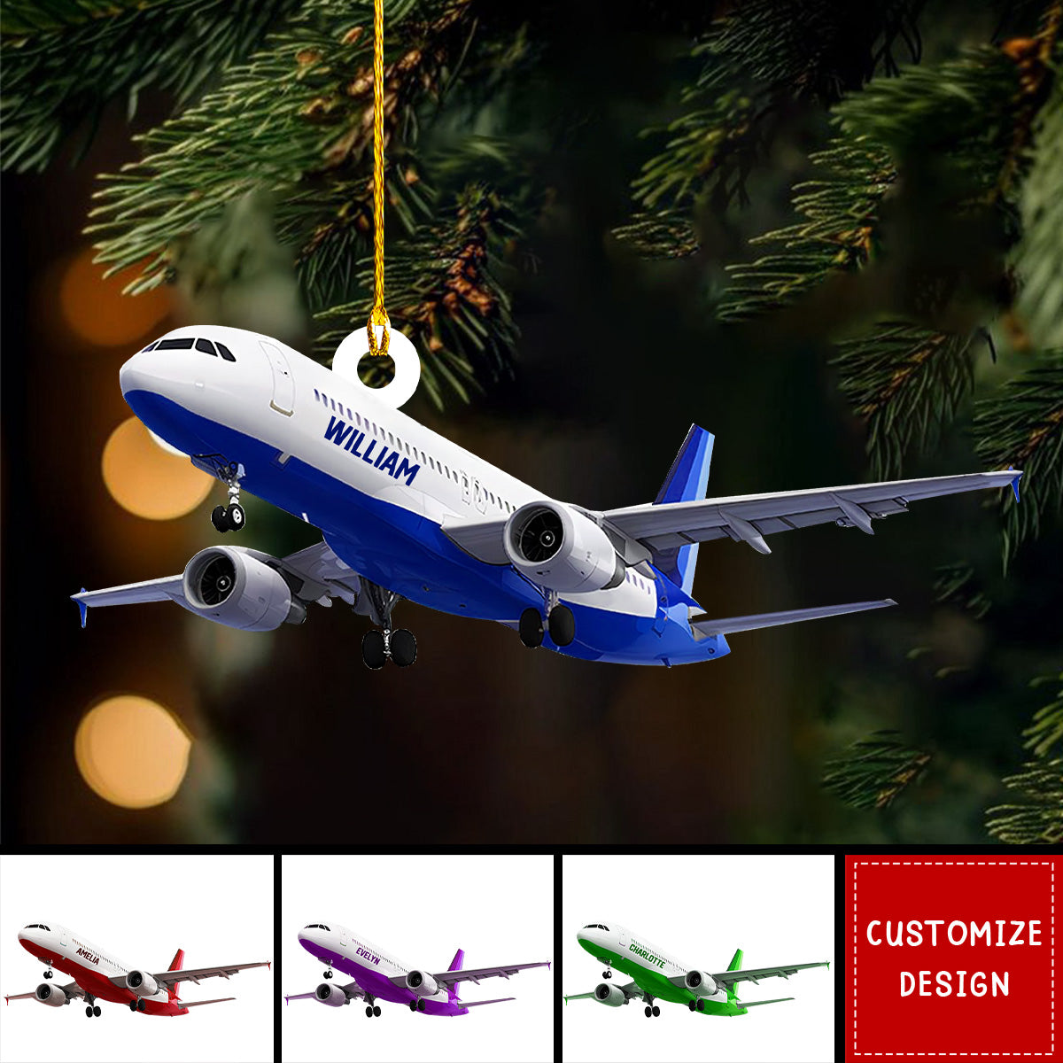 Airplane Keepsake - Personalized Acrylic Christmas Ornament