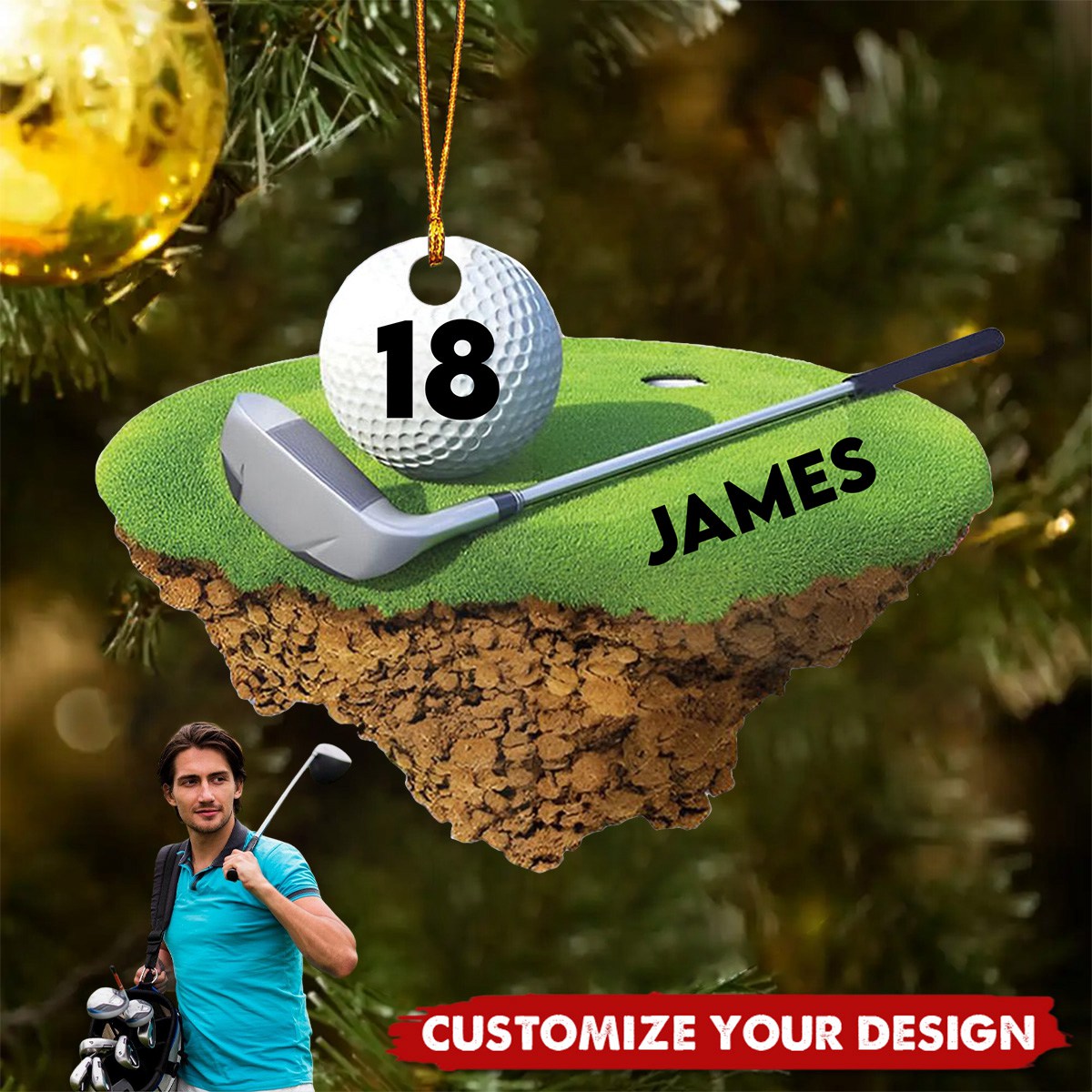 Golf Shaped Ornament - Personalized Acrylic Christmas Ornament, Gift For Golf Lovers