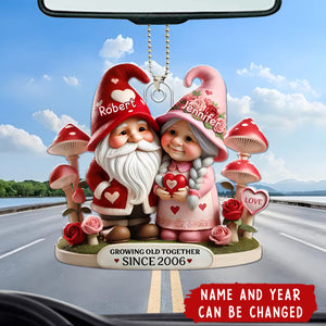 Dwarf Mushroom Old Couple Valentine's Day Gift for him, Gift for her, Personalized Acrylic Car Ornament