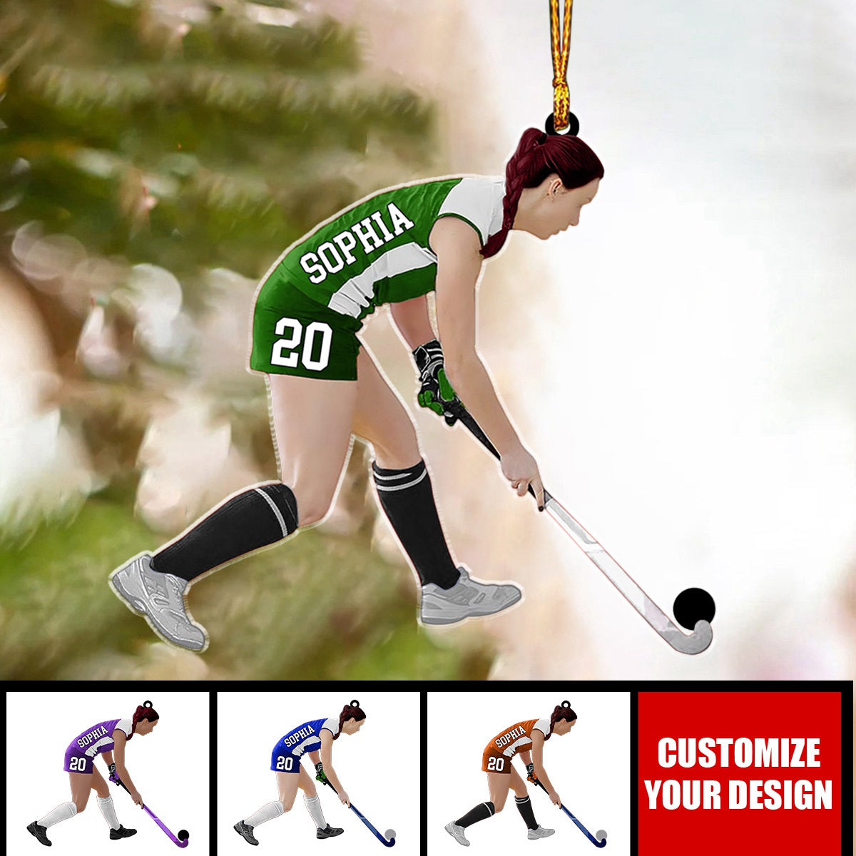 Custom Field Hockey Christmas Ornament, Gift For Hockey Lovers