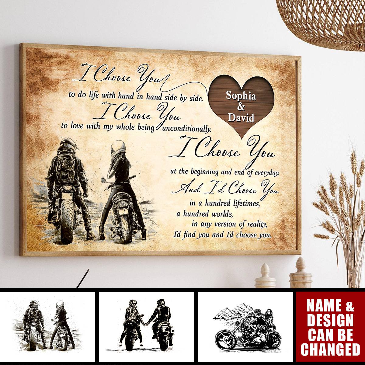 I Choose You - Gift for a Biker - Personalized Poster