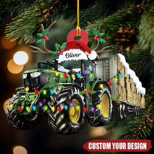 Custom Tractor Driver - Personalized Acrylic Christmas Ornament, Gift For Farmer