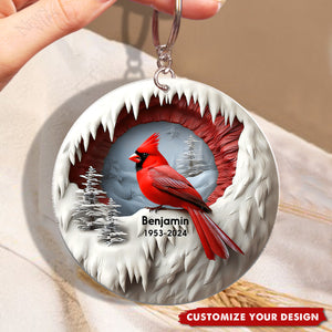 Memorial Cardinal - Personalized Acrylic Keychain, Gift For Family Members