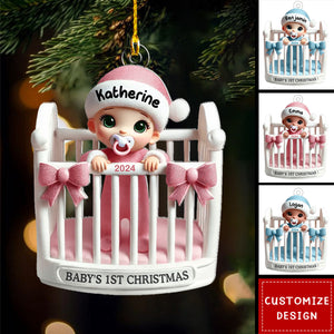 Baby Inside Crib Baby's First Christmas - Personalized Acrylic Ornament