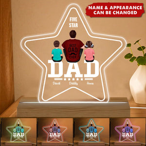 Five - Star Dad Back View Dad And Kids Personalized Acrylic Custom Shape LED Night Light