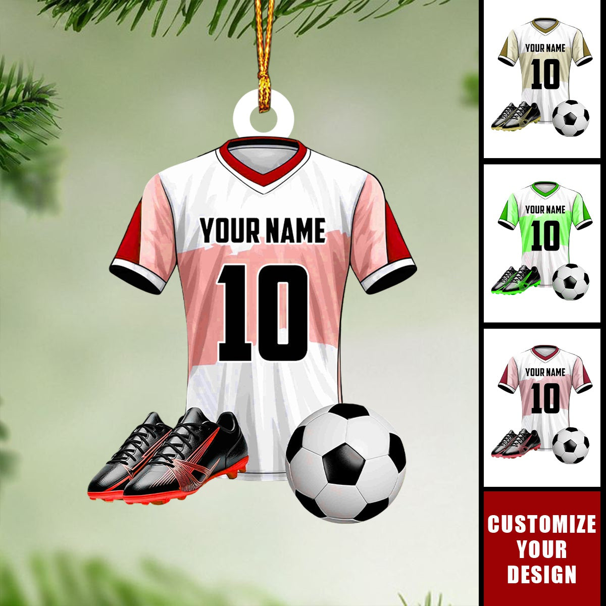 Personalized Soccer Christmas Ornament, Soccer Ornament, Soccer Christmas Acrylic Ornament, Gift For Soccer Players