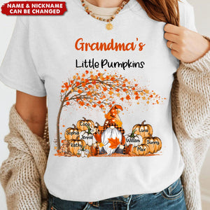 Grandma's Little Pumpkins - Personalized Custom T Shirt - Fall Season Gift for Grandma