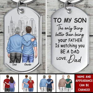 I Love Watching You Become A Dad - Family Personalized Custom Keychain - Gift For Son, Grandson