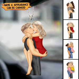 Couple Kissing - Anniversary Gift For Couples - Personalized Car Ornament