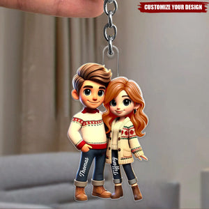 Pretty Couple - Personalized Acrylic Keychain, Gift For Couple