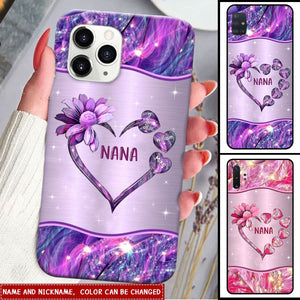 Sunflower Grandma Nana Mom Loads Of Sweet Heart Kids, Multi Colors Personalized Phonecase