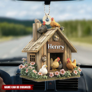 Personalized Chicken Coop Car Ornament - Gift For Chicken Lovers, Farmers