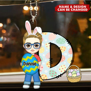 Cute Holding Easter Egg Cartoon Boy Girl - Personalized Acrylic Ornament