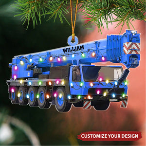 Crane Vehicles - Personalized Acrylic Christmas Ornament, Gift For Heavy Equipment Operator