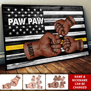 Dad Papa Grandpa Fist Bump Nation Flag Personalized Horizontal Poster