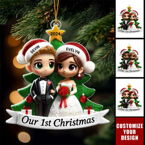 Our First Christmas Married Wedding Couple - Personalized Acrylic Christmas Ornament