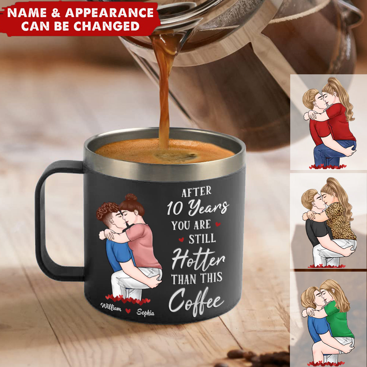 Congrats On Being My Husband - Couple Personalized Custom 14oz Stainless Steel Tumbler With Handle - Gift For Husband Wife, Anniversary