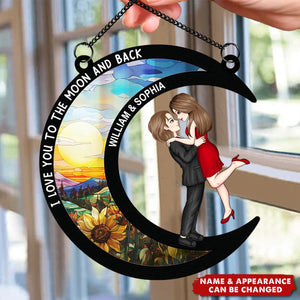 I Love You To The Moon & Back - Personalized Window Suncatcher Ornament