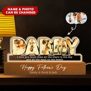 DADDY Photos Insert We Love You Personalized LED Night Light, Father's Day Gift For Dad, Husband