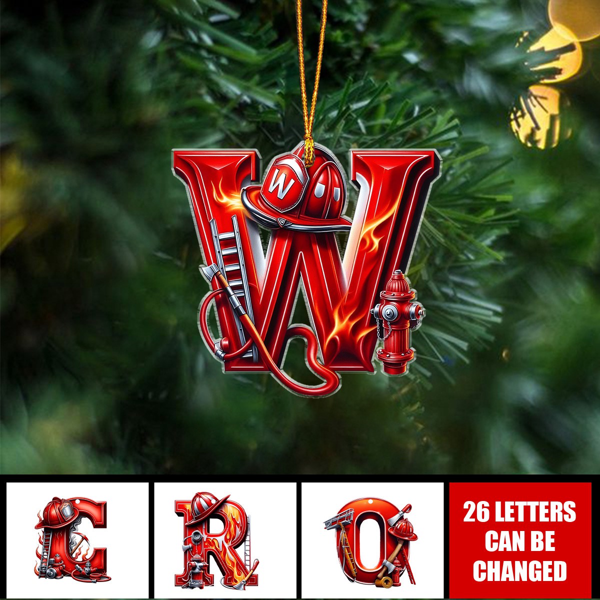 Custom Alphabet Letter Firefighter Gifts Christmas Ornament