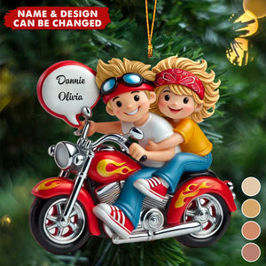 Motorcycle Couple Personalized Acrylic Ornament, Gift for Boyfriend Girlfriend