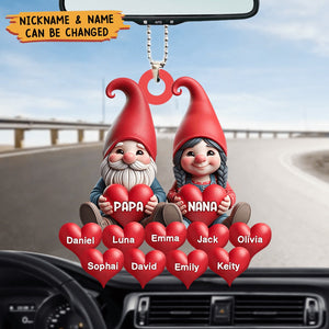 Couple Grandma Grandpa With Sweat heart Kid - Personalized Car Ornament