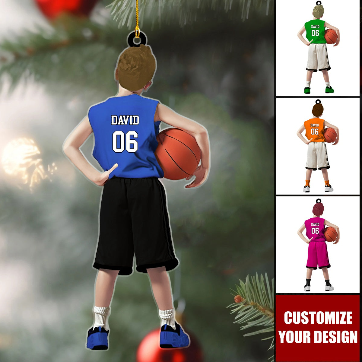 Personalized Basketball Boy Christmas Ornament, Basketball Keepsake, Basketball Gift For Kid