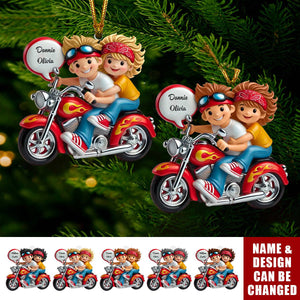 Motorcycle Couple Personalized Acrylic Ornament, Gift for Boyfriend Girlfriend