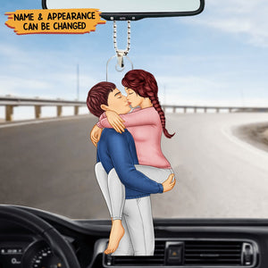 Couple Kissing - Anniversary Gift For Couples - Personalized Car Ornament