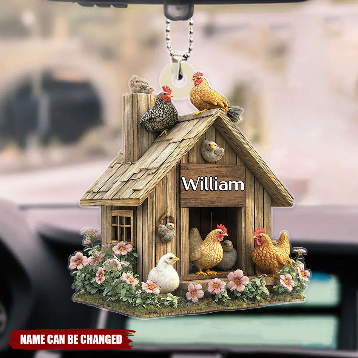 Personalized Chicken Coop Car Ornament - Gift For Chicken Lovers, Farmers