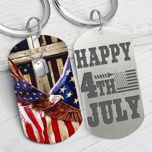 Happy US Independence Day- Personalized God America Keychain, Independence Day Gift