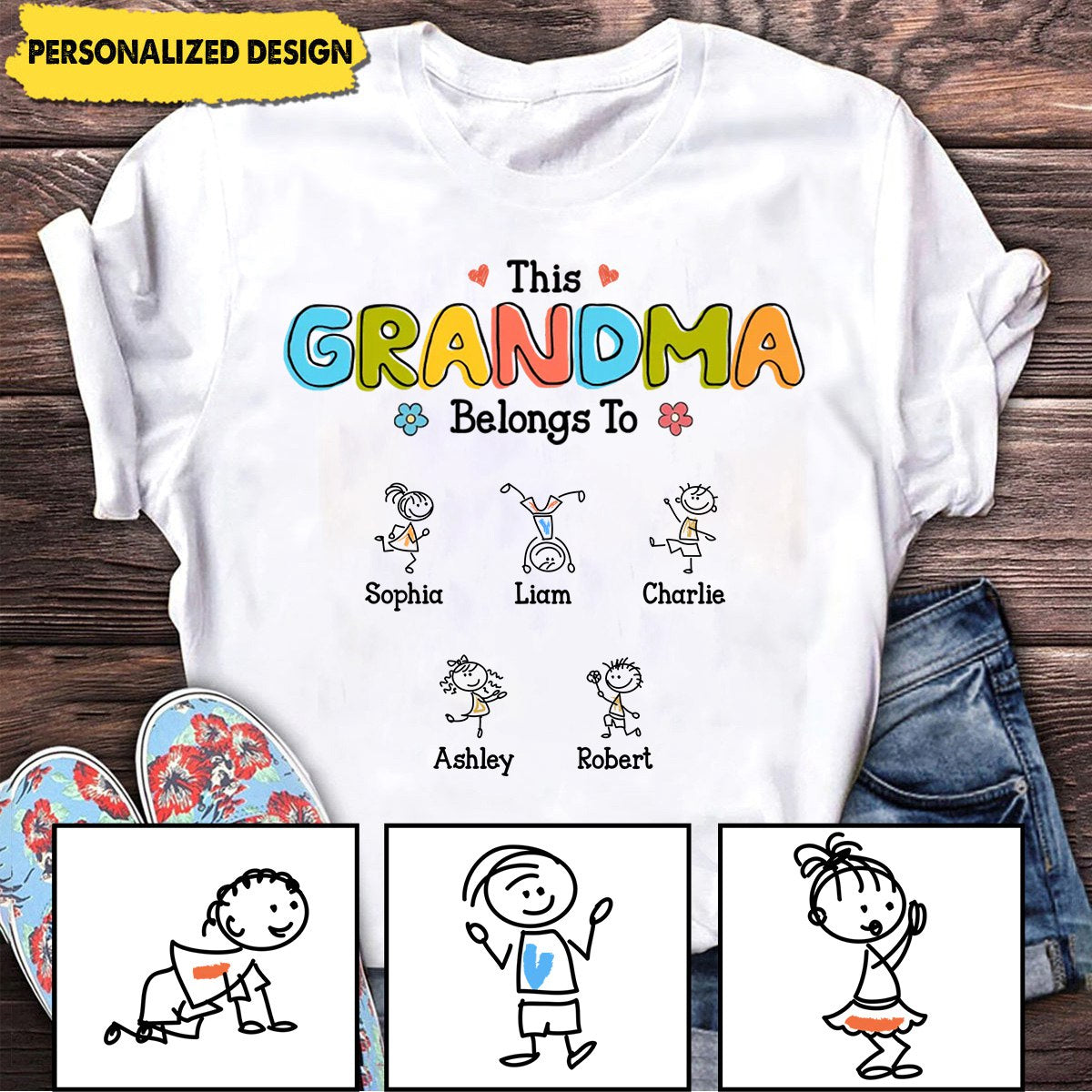 This Grandma Belongs To Drawing Personalized T-Shirt