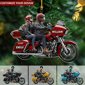 Personalized Motorcycle Ornaments, Christmas Tree Motorcycle Couple Ornaments Gift For Motocross Lover