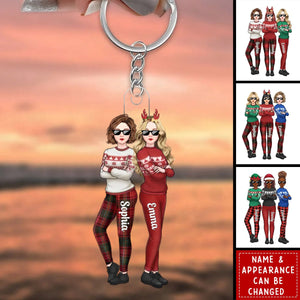 Mother & Daughter Or Besties Forever Linked Together - Family Personalized Custom Keychain - Acrylic Custom Shaped - Christmas Gift For Mom, Daughter, Besties